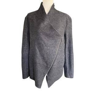 BB Dakota Jacket Womens 2XL XXL Gray Moto Sweater Jacket Zip Front Classic Cozy